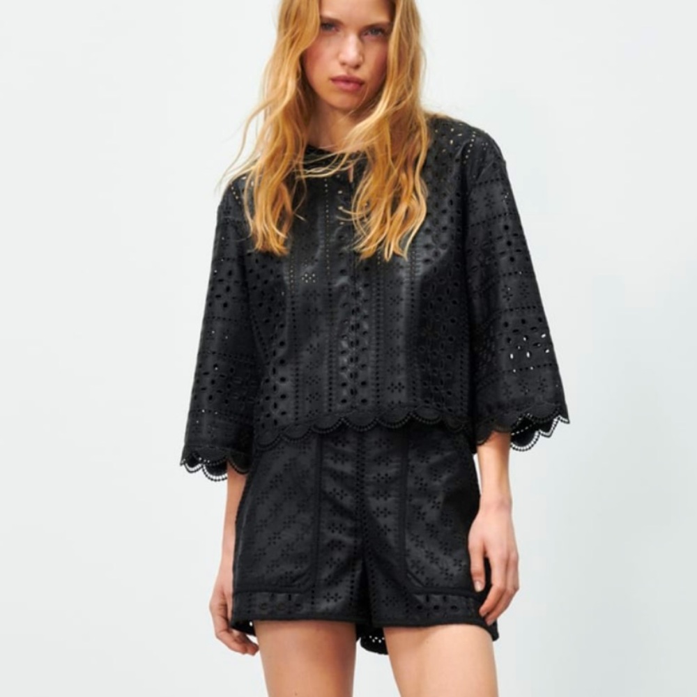 Brand New Zara OpenWork Embroidered Top 4369/278